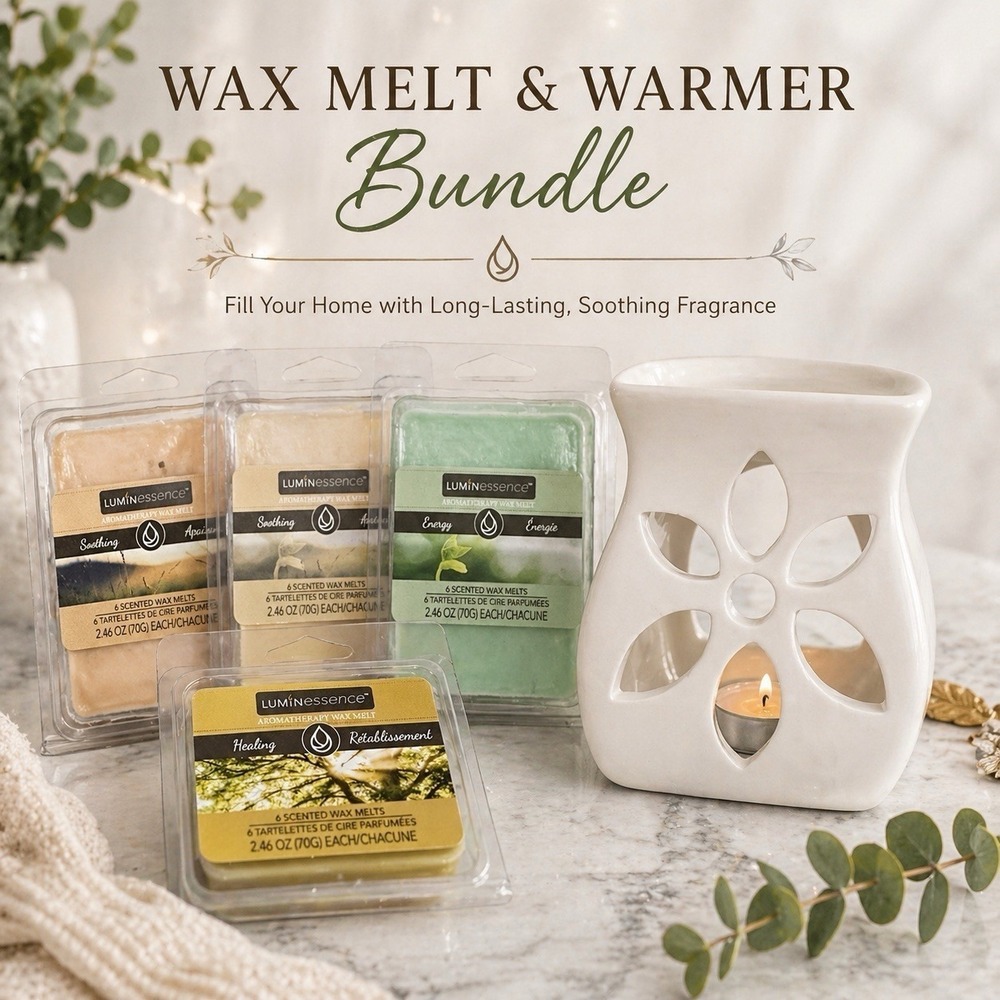 Luminessence Wax Melt Bundle Ceramic Warmer 4 Aromatherapy Scented Packs